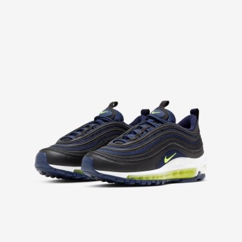 Nike Air Max 97 - Nagyobb Gyerek Air Max Trainers - Fekete/Sötétkék/Fehér/Citrom